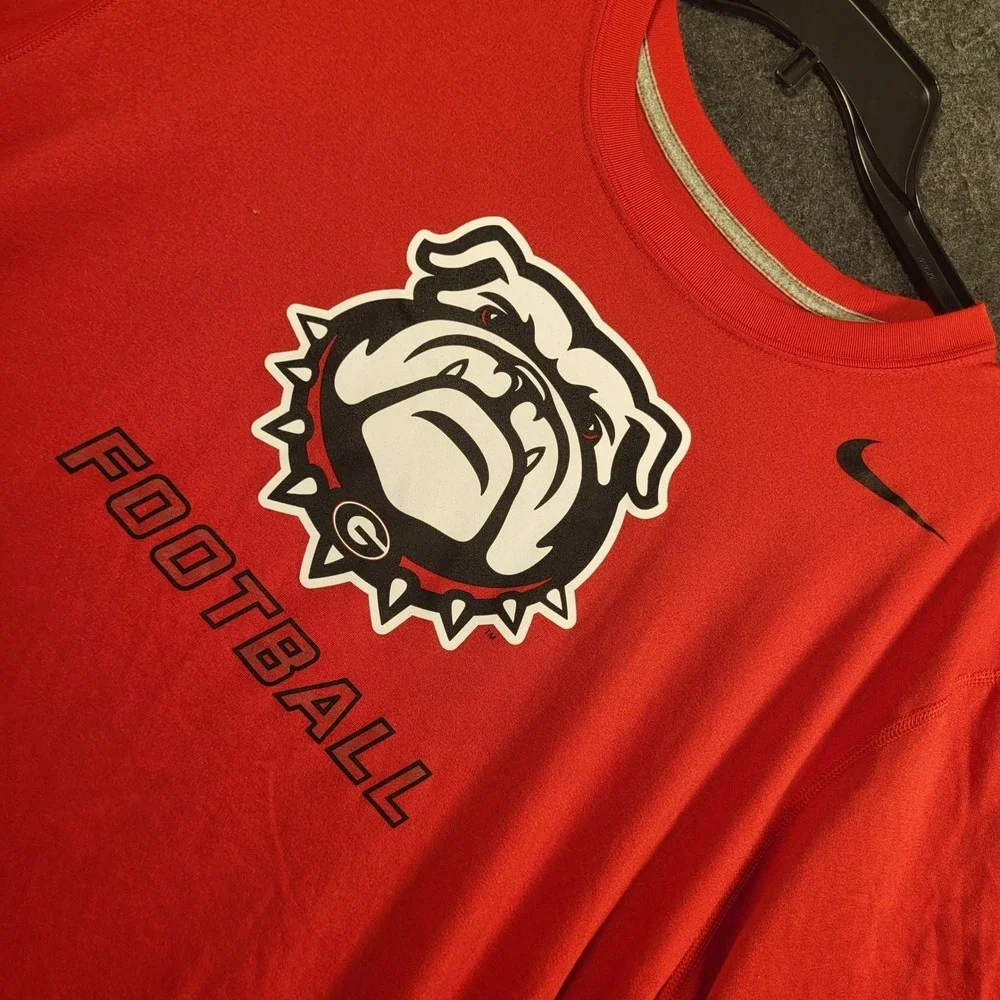 Nike Georgia Bulldogs Football T Shirt Mens Large Red UGA Dawgs Dri-FIT Tee